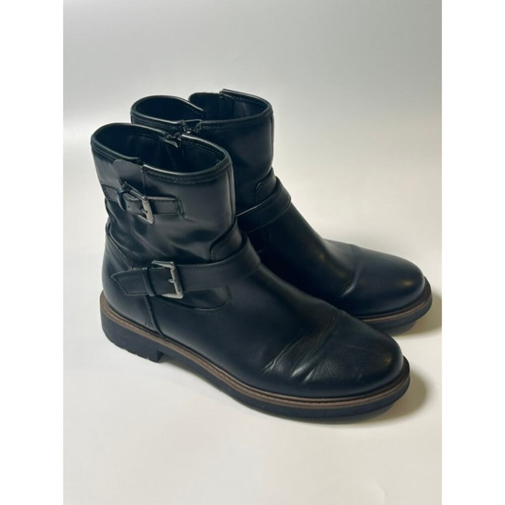 Esprit Black Samiya Moto Ankle Boots Buckle Zip Biker Boots Women’s 7.5 Y2K 90s